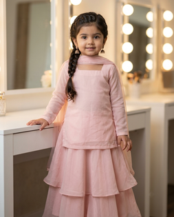 Light Pink Traditional Indian Outfit Girl Portrait