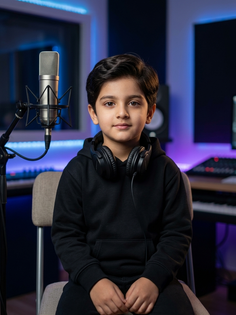 4-Year-Old Boy Music Studio Portrait