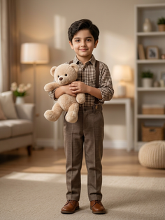 3-Year-Old Boy Teddy Bear Indoor Portrait