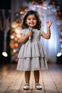 3–4-Year-Old Girl Singing on Stage Portrait