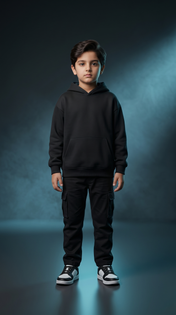 Boy Black Streetwear Neon Blue Cinematic Portrait