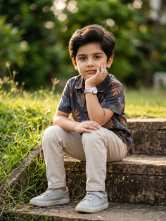 5-Year-Old Boy Golden Hour Outdoor Portrait