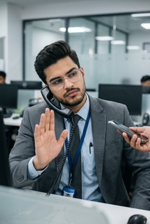 Young Man Formal Office No Call Poster