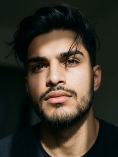 Cinematic Diagonal Light Close-Up Portrait