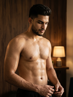 Muscular South Asian Man Moody Indoor Portrait