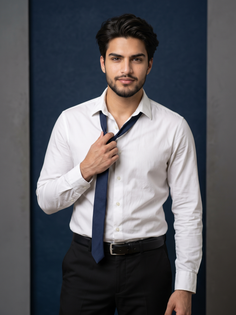 White Shirt Navy Tie Studio Fashion Portrait