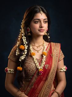 Radha Ji Inspired Portrait with Floral Jewelry and Traditional Lehenga